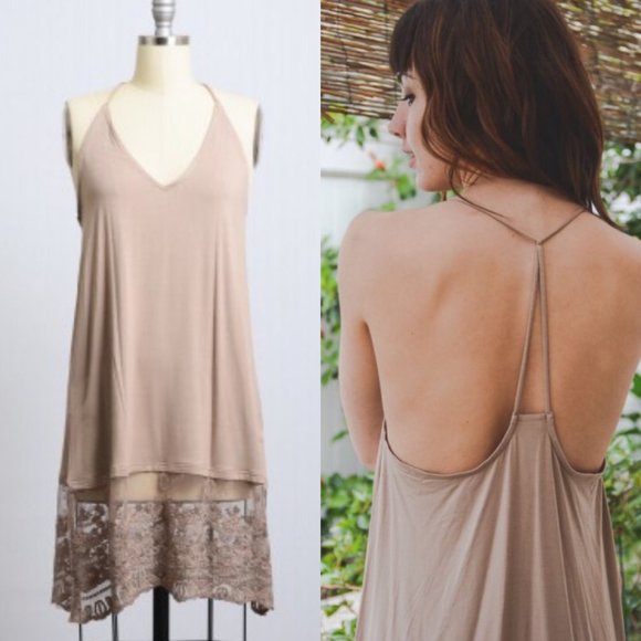 Three Bird Nest Other - T Back Mocha Lace Layering Slip